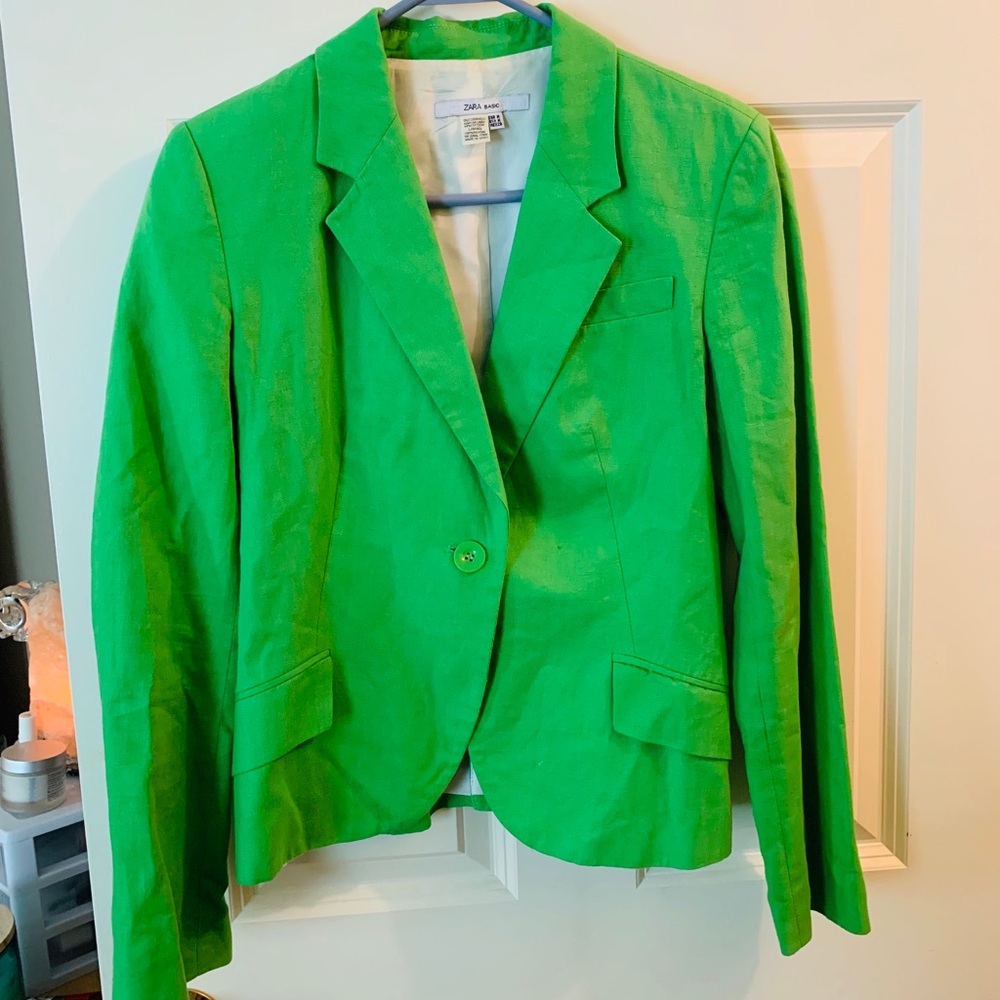 Bright green ZARA blazer- Size M